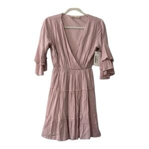 NanaMacs Peach Love California Heart Stealer Ruffle Dress (Dusty Mauve) NEW